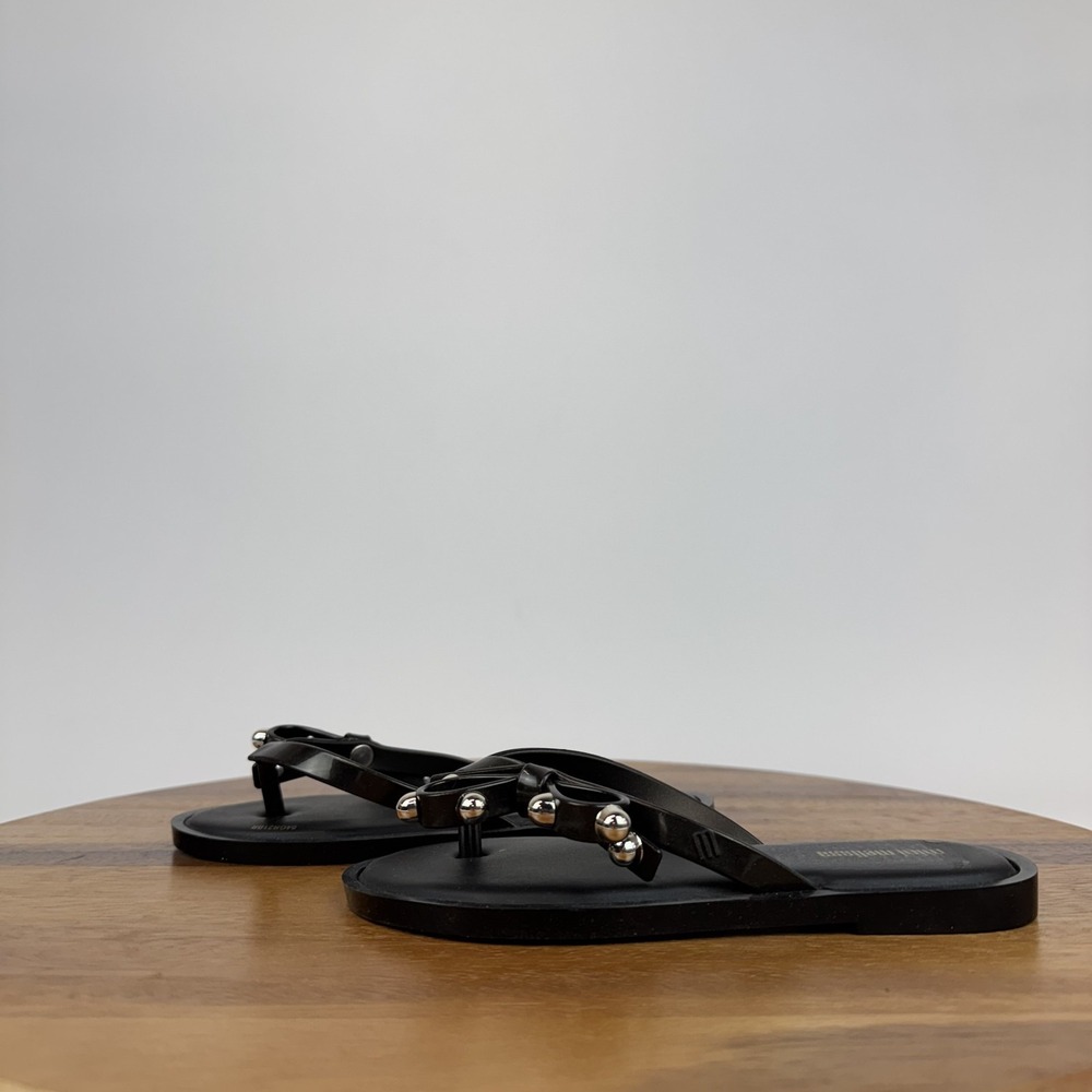 New NWOB Little‎ Kids Mini Melissa Flip Flop II Jelly Black Sandals Size 13 C
